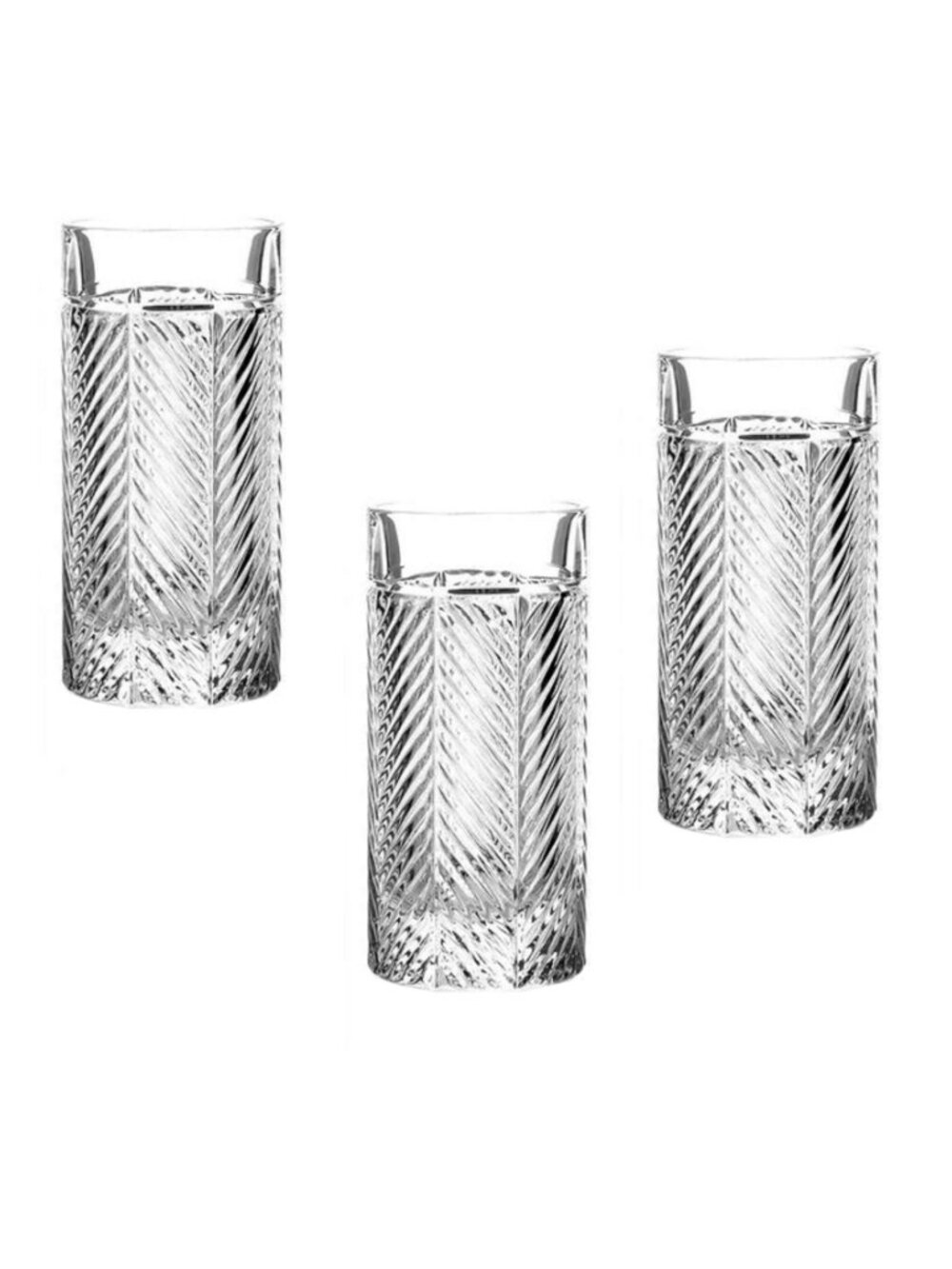 3 NEW Ralph Lauren Herringbone Highball Glasses
